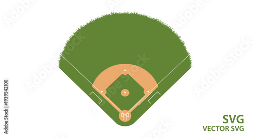 Baseball Field Top View - Green Grass Diamond Sport Layout