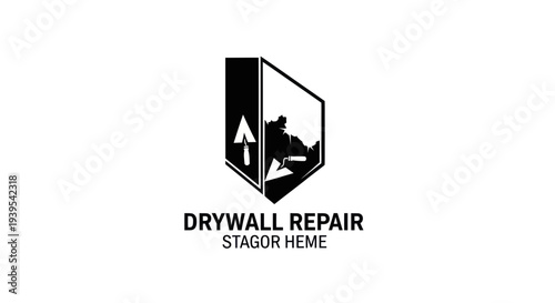 Drywall Repair Logo with Trowel and Plaster Silhouette