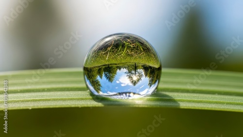 Water Droplet on Green Leaf.