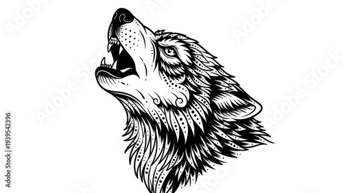 Wolf howling at the moon.