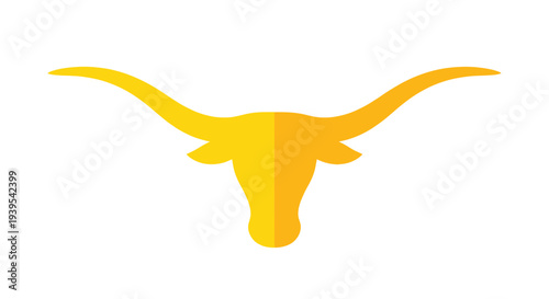 Golden Texas Longhorn Silhouette Icon on White Background