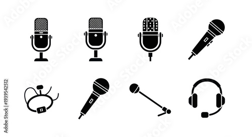 Microphone Icons Collection: Vintage, Modern, Studio, Headset