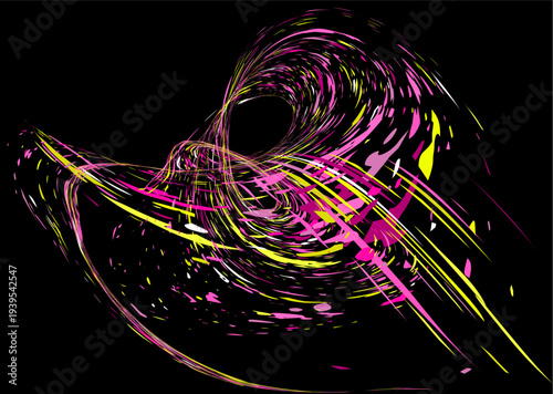 Multicolored paint splashes, dust particles, and debris are carried by the wind. 