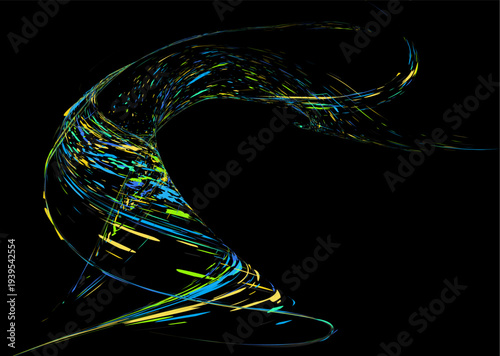 Multicolored paint splashes, dust particles, and debris are carried by the wind. Design for banners, posters, brochures, covers, and magazines. EPS .