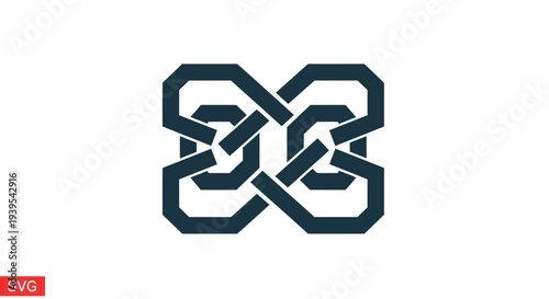 Abstract Interlocking Geometric Knot Symbol, Infinite Loop Design