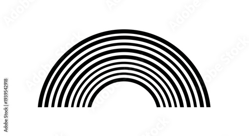 Abstract Rainbow Arc Graphic Design, Minimalist Black and White Concentric Curves