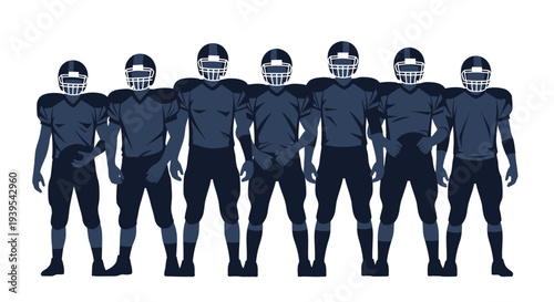 American Football Team Uniformed Players Standing Together