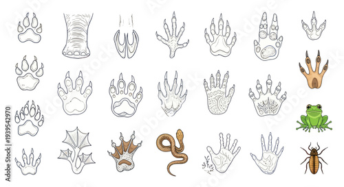 Animal Footprints Collection: Mammal, Reptile, Amphibian Tracks and Paw Prints