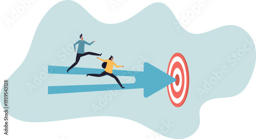 Team target or goal achievement, company or corporate objective and purpose to success in work, strategy or same direction to win together.human life and situation.