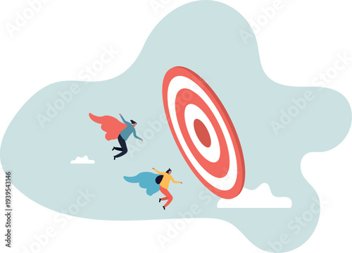 Team target, teamwork or professional aiming and reach business goal, work achievement, cooperation to success,human life and situation.