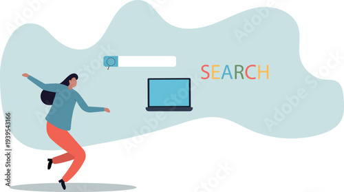 Search box, SEO search engine optimization or finding website from internet, online job or career opportunity.human life and situation.