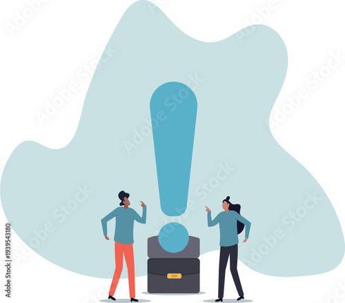 Big exclamation mark for important information, answer or resolve problem, solution or risk warning, attention or punctuation .human life and situation.