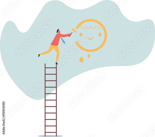 Happiness and positive thinking, optimism or motivation to live happy life.human life and situation.