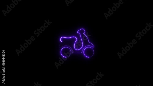 Neon Purple Scooter Outline on Black Background neon scooter
