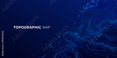 Abstract topographic map background with dark blue and white textures
