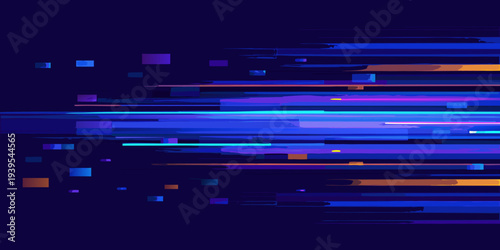 Abstract geometric composition with vibrant blue and purple rectangular forms