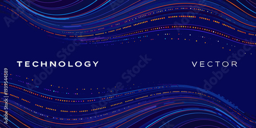 Abstract flowing lines and dots create a futuristic dynamic background