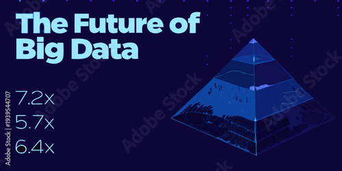 The future of big data is visualized with a glowing pyramid design