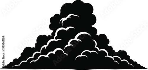 A black silhouette of a large cloud formation