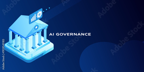 Isometric illustration depicting ai governance and secure data architecture