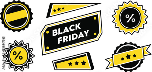 Black and yellow stickers for Black Friday