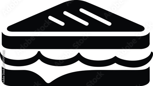 Black Icon of a Triangle Sandwich with Visible Layers and Filling food snack