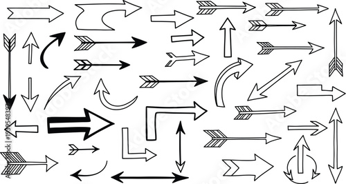 Collection of various arrows pointing in different directions