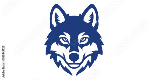 Blue Wolf Head Mascot Logo Icon, Fierce Animal Graphic
