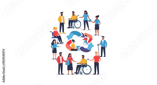 Diversity and Inclusion Concept: People with Disabilities and Support System in a Diverse Community, Fostering Equality and Accessibility