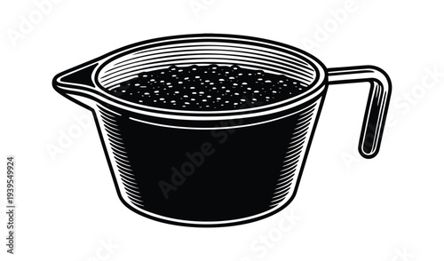 Measuring Cup Filled with Black Caviar, Luxury Seafood Ingredient