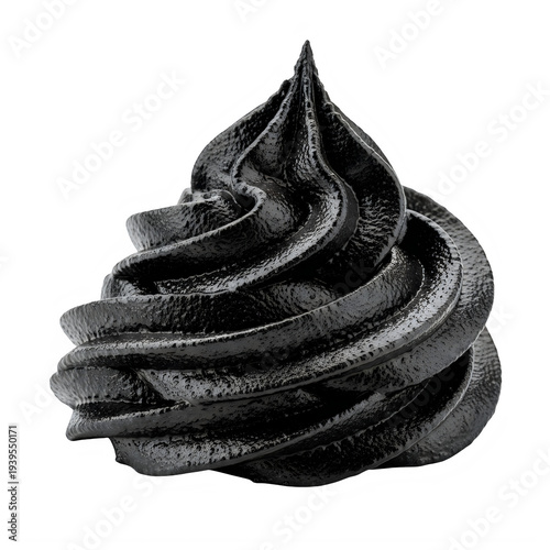 Black Whipped Cream Isolated on Transparent White Background