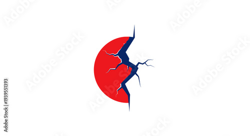 Cracked Japanese Sun Symbol, Crisis, Disaster, Ruin