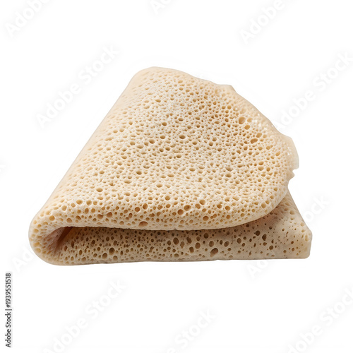 Injera Bread Folded on Transparent White Background