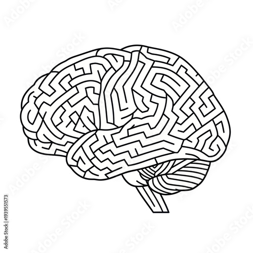 Human Brain Maze Illustration - Complex Thinking and Problem Solving Concept