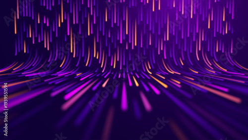 Science And Technology Illustration With Purple Data Pathways And Network Lines For Research And Development Presentations.