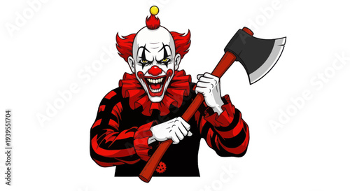 Scary Clown with Axe, Horror, Evil Character, Halloween