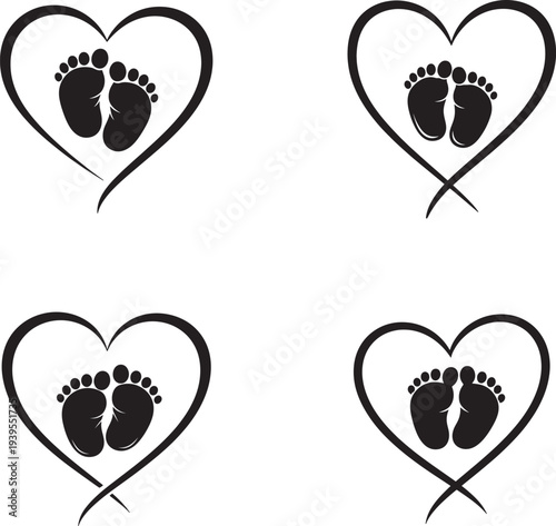 Baby footprints in heart shapes