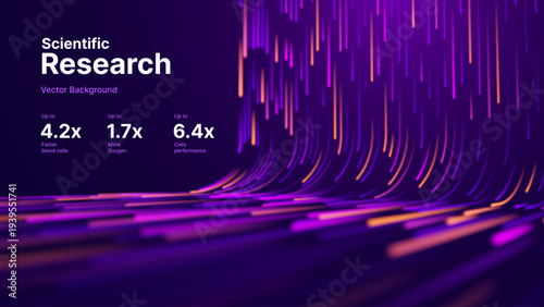 Purple Data Lines Illuminating A High-Tech Research Layout With Emphasis On Speed And Internet Connectivity For AI Systems. Science Research Vector Background.