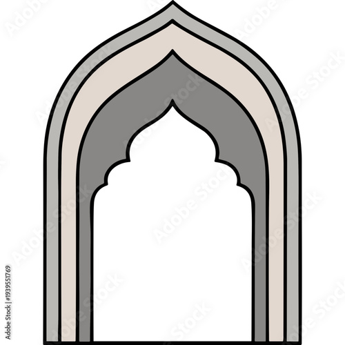 Elegant Archway Design: An ornate archway illustration showcases a blend of architectural detail and aesthetic finesse. The design features layered patterns that contribute to its graceful appearance.
