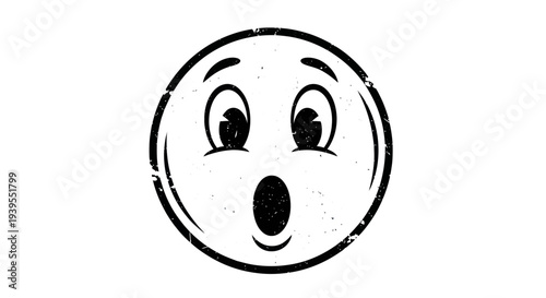 Surprised Emoji Face Graphic, Shocked Expression, Vintage Style