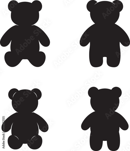 Four black teddy bear silhouettes 
