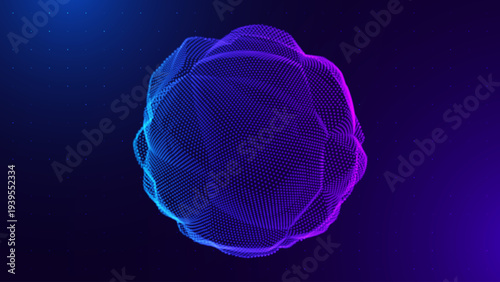 Glowing Biotech Orb With Neon Data Lines On Dark Background. Abstract 3D Vector Representing Genetic Research, Cell Networks, Or Nanoscale Technology For Digital Health Applications.