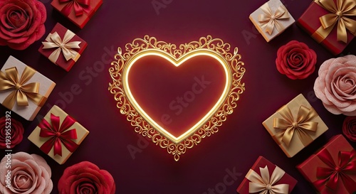 Valentine's day themed image with heart and roses