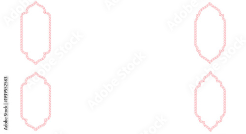 Decorative Pink Rope Twist Frame Border Set, Ornate Braided Outline Shape Collection