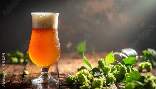 glass of beer IPA with hop