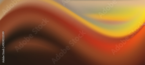 Abstract warm gradient background with smooth blend of orange, red, yellow, and brown tones. Soft blurred horizon style with glowing light effect, creating a calm sunset inspired backdrop.