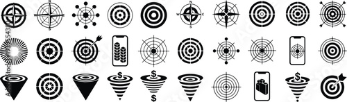 Goal Target Typography Silhouette Icon Pack