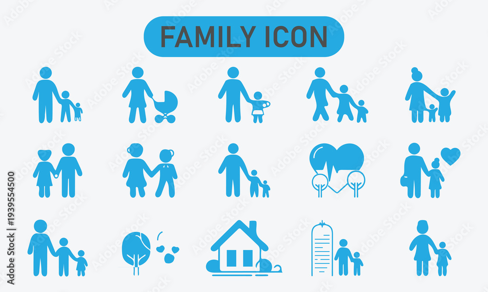 Fototapeta premium Family and Love Line Editable Icons set. Vector illustration in modern thin line style of relationships related icons. Traditional couple, family members, symbols of love, and more.