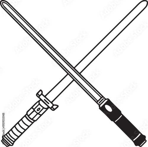 A stark graphic of two crossed swords, exuding strength and readiness, perfect for concepts of combat, strategy, or historical themes.