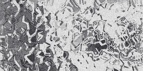 Abstract monochrome textured background with organic irregular shapes and grainy noise effect creating a complex and detailed pattern for design and art